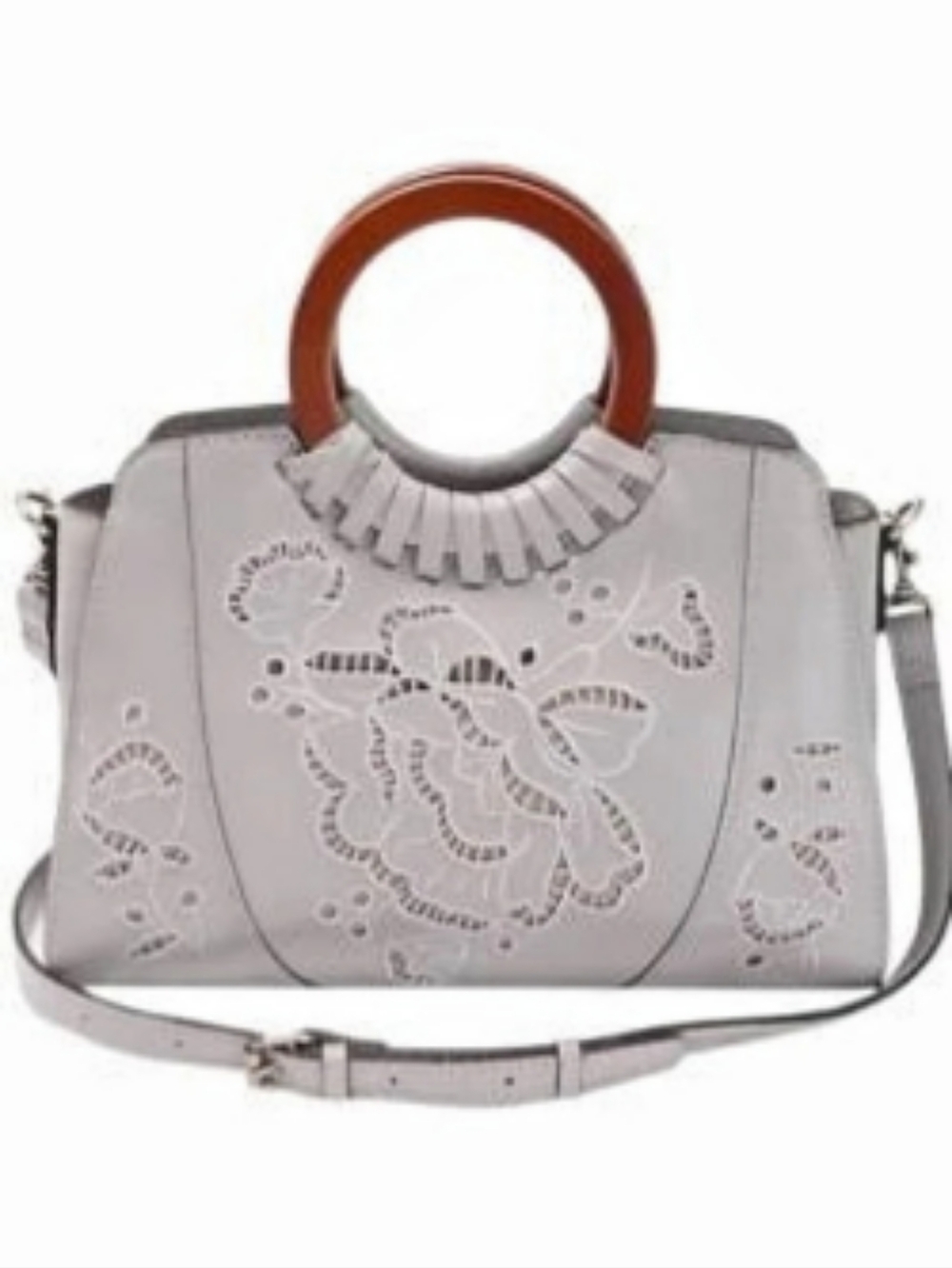 Patricia Nash Frenchclaye Satchel CB Embroidered Satchel in White & Brown NWT